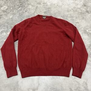 Mantovani Studio Sweater Men's Size Large Red 100% Cashmere V-Neck Made In Italy